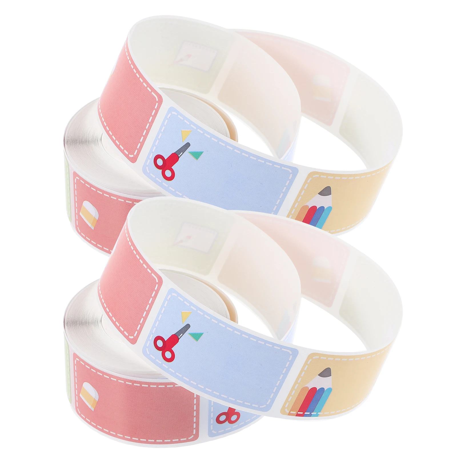 

2 Rolls Adhesive Name Labels Colorful Stickers Daycare Bottle Tags Coding Marking Reusable Organize Storage Office