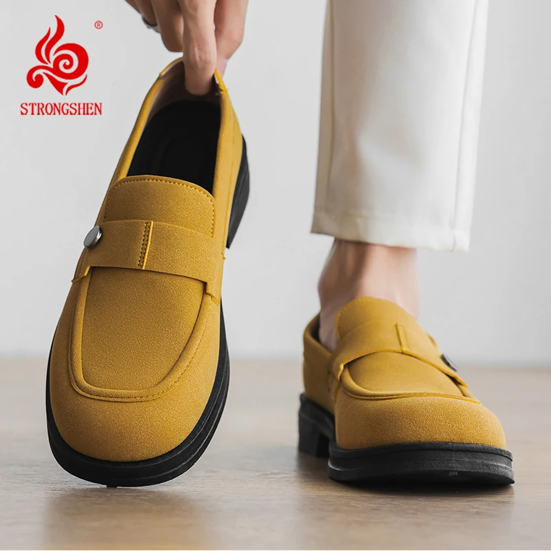 

Luxury Men's Casual Shoes Suede Leather Shoes Classic British Style Slip-On Loafers Moccasins Mens Light Comfortable Walking Sho