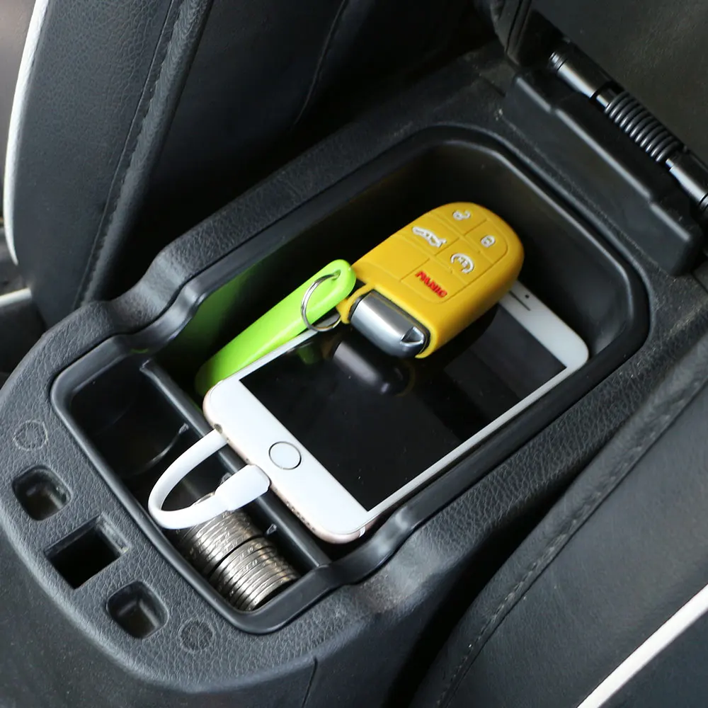 Wewnętrzny podłokietnik schowek uchwyt pojemnik organizer na rękawiczki dla Jeep Compass 2017 2018 2019 2020 akcesoria samochodowe ABS czarny — zdjęcie 7