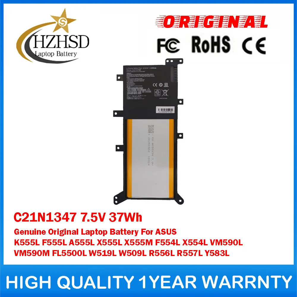 

C21N1347 7.5V 37Wh Genuine Original Laptop Battery For ASUS K555L F555L A555L X555L X555M F554L X554L VM590L VM590M W519L W509L