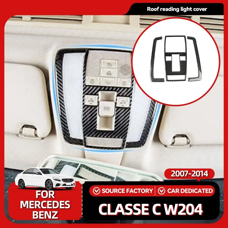 

Внутренние наклейки из углеродного волокна, крышка лампы для чтения на крыше автомобиля, отделка для Mercedes Benz C class W204 2007-2014, купольная лампа, рамка Decora