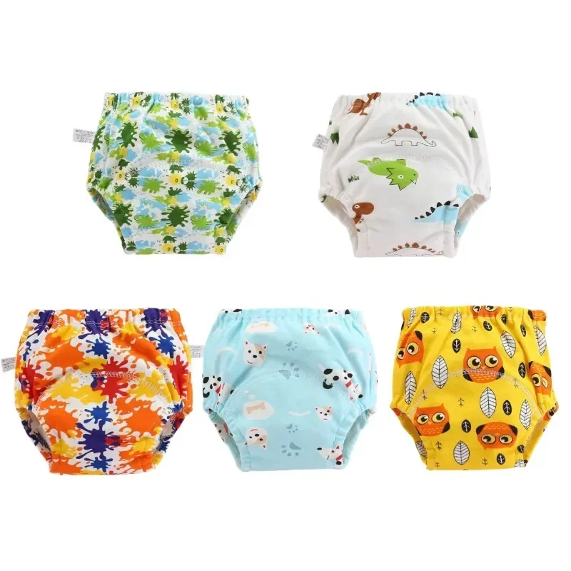 5PC Waterproof Reusable Cotton Baby Training Pants Infant Shorts Underwear Cloth Baby Diaper Nappies Panties Nappy Changing