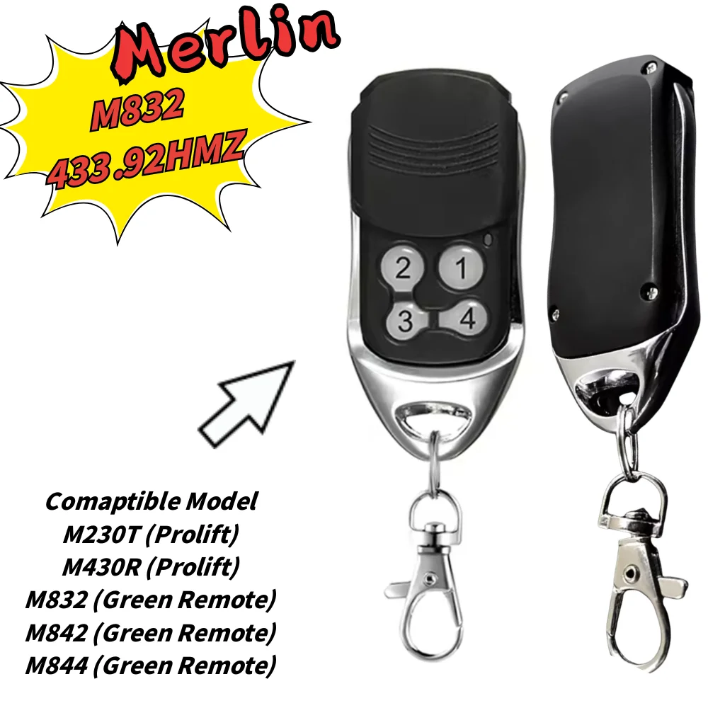 Merlin M832 M842 M844 M430R M230T Remote Control 433.92MHz Handheld Transmitter Command