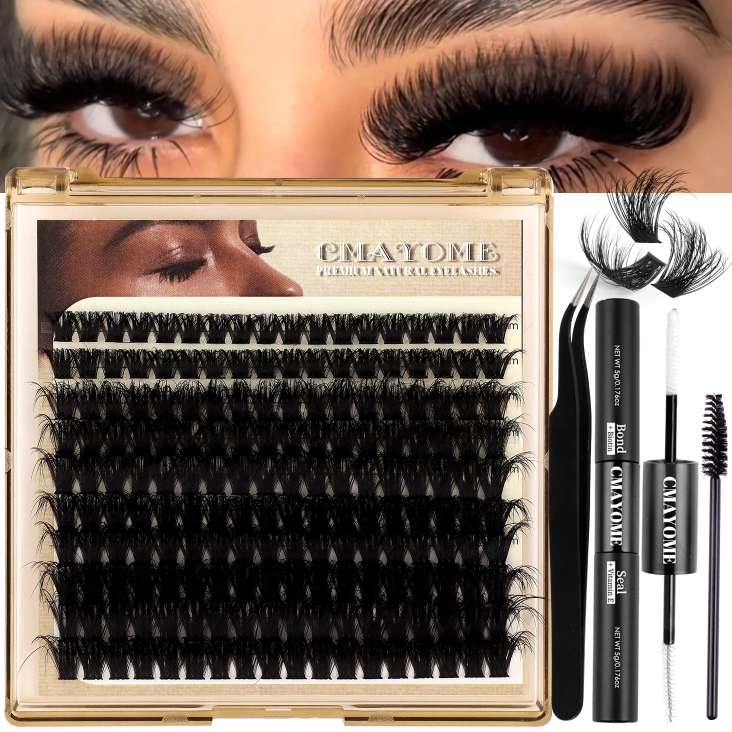 

DIY Segmented 40D-160D Thickening Natural Looking False Eyelashes with D-Curve Portable Set for Self Grafting