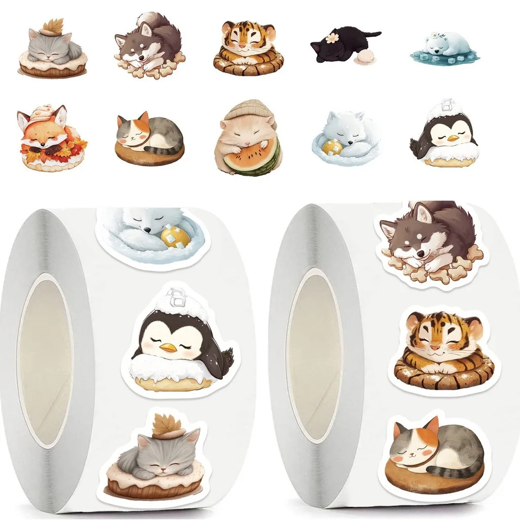 500 Blatt Kawaii Sleeping Pets Washi Tape Hautfreundliche Vinyl-Aufkleber für Meeresverkäufer Scrapbooking DIY RecordingYourLife Store