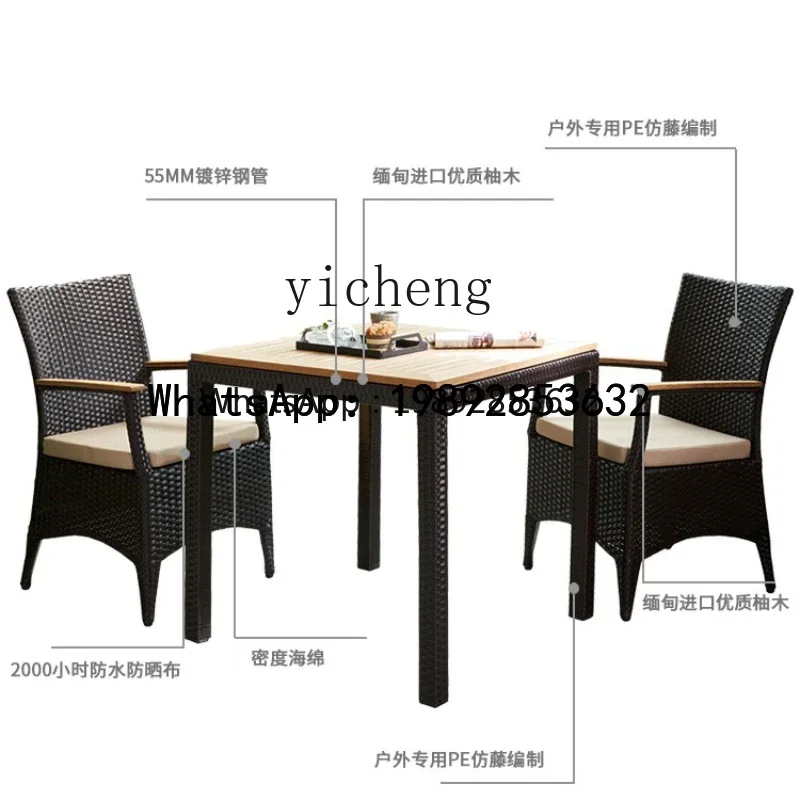 W7-  Outdoor Balcony Table and Chair Combination Outdoor Courtyard Leisure Rattan Chair Five-Piece Set living room decoration