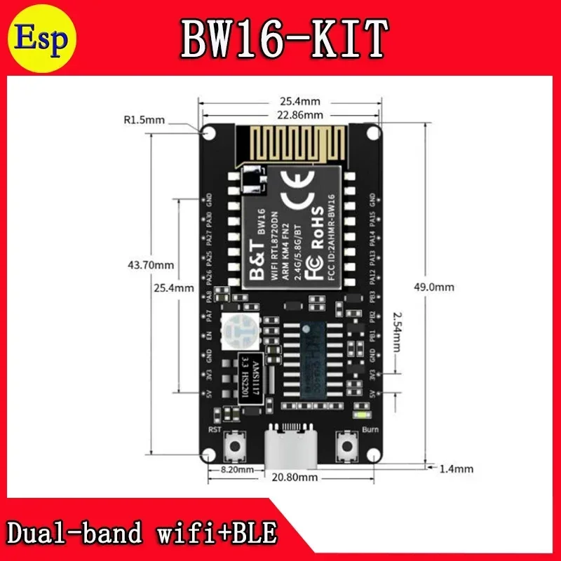 BW16-KIT BW16 RTL8720DN NodeMCU Dual-band wifi + BLE5.0 module elektronica smart life smart huishoudelijke apparaten