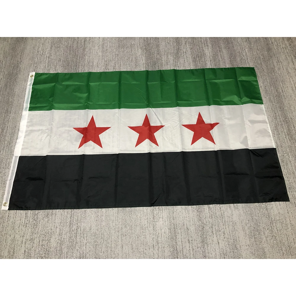 Bandiera superonezxz bandiera della siria 90*150cm bandiera della repubblica araba della siria bandiera a tre stelle della siria bandiera appesa in poliestere a doppia penetrazione