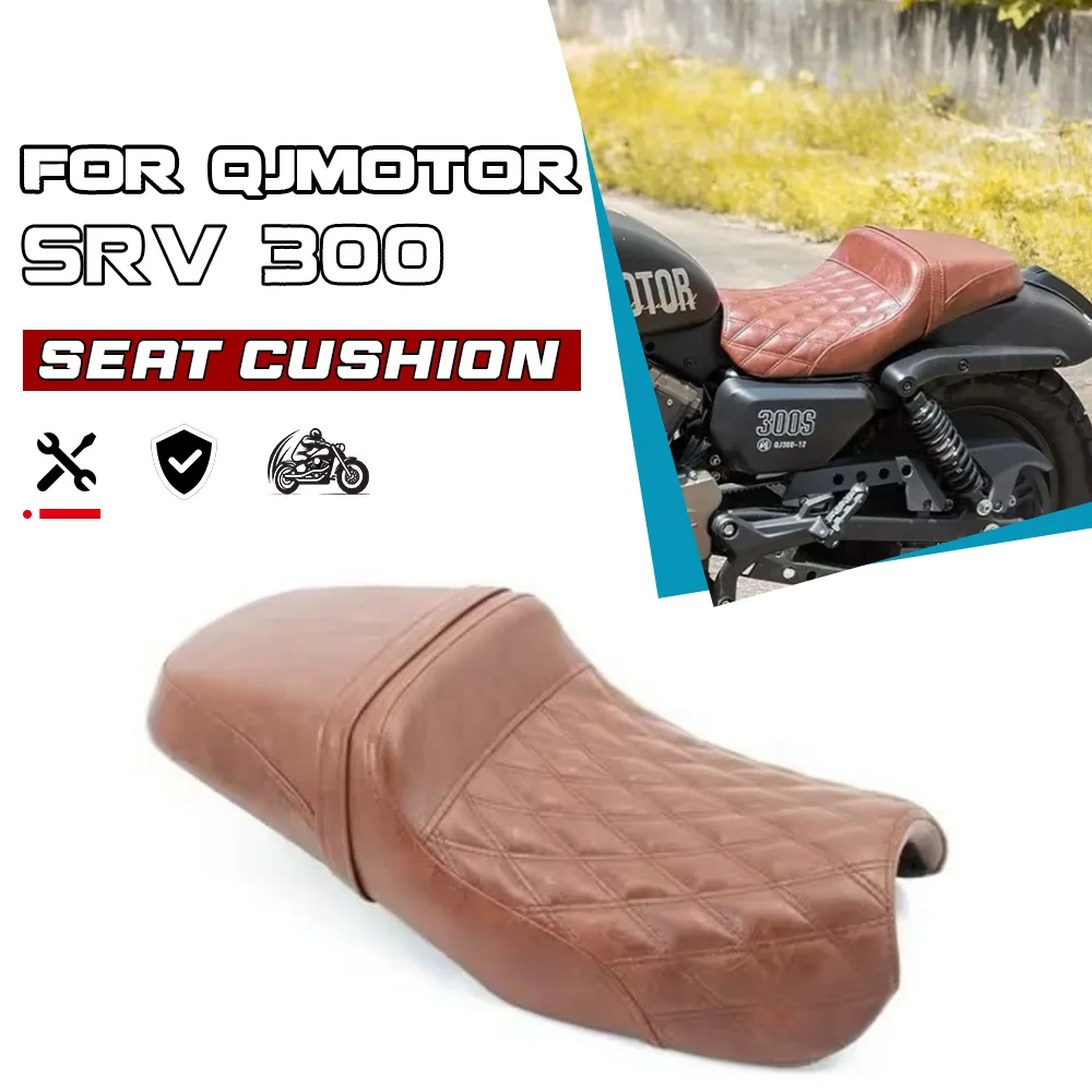 Retro-style double chair with black and brown diamond stitching for QJMOTOR SRV 300 300SRV