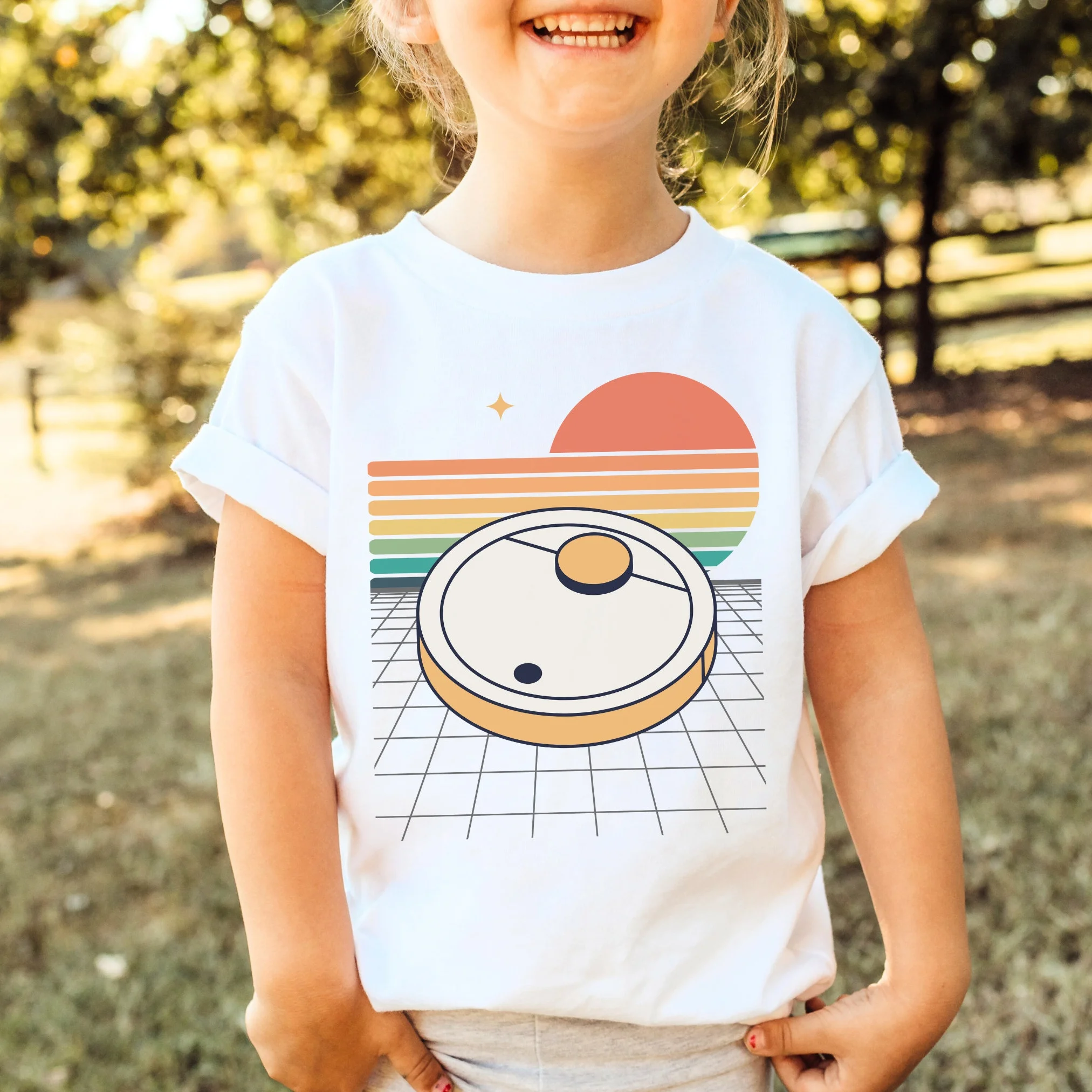 Robot Vacuum Print Trendy Kids Short Sleeve T-Shirt Cotton Soft Breathable Machine Washable for Play Sports Outdoor Daily Casual
