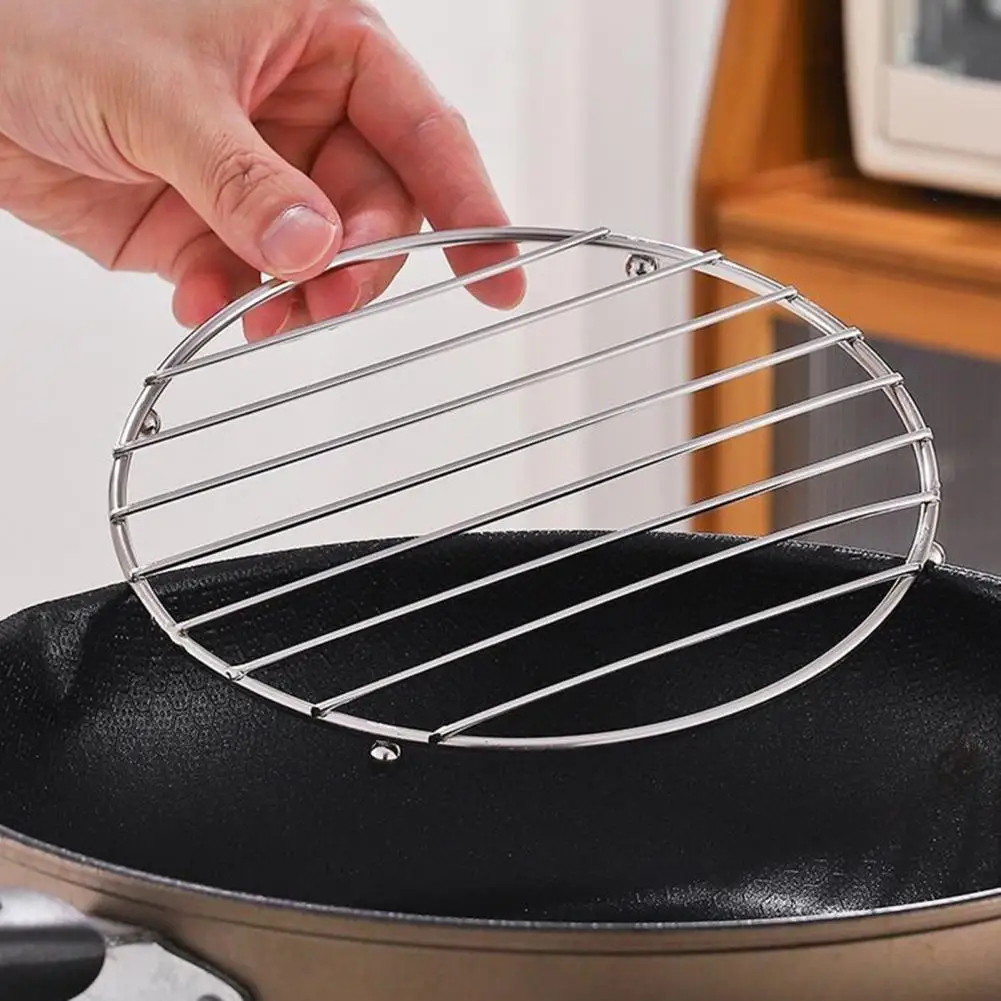 Thickened Stainless Steel Trivet with Non-Slip Feet Heat-Resistant Pot Mat for Hot Dishes Pans Bowls Rust-Proof Essential Kitche