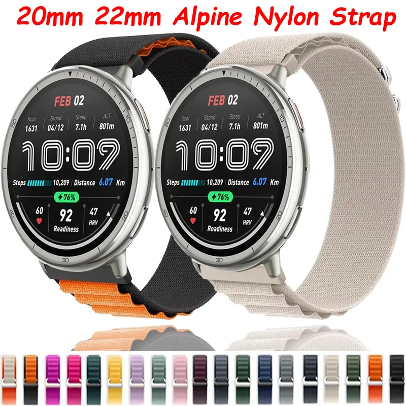 20mm 22mm Alpine Nylon Loop Strap For Amazfit Active 2-3/GTS 3 4 Sports Comfortable Bracelet Amazfit Bip 6 5/GTR 4 3/Balance 2-1