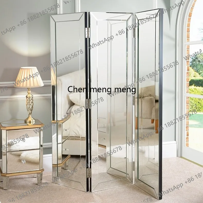

Modern simple mirror screen, entrance porch partition, hotel folding screen decoration
