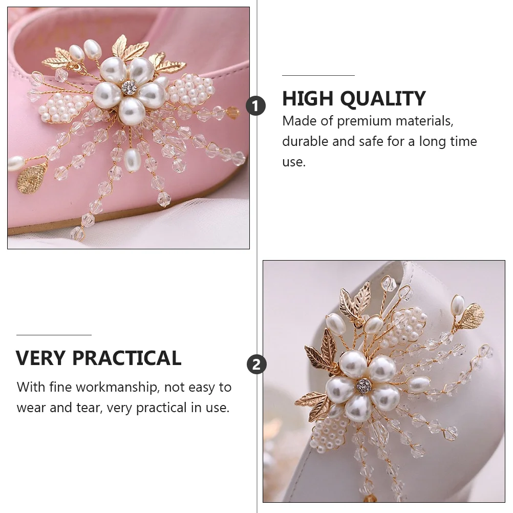 

Metal Shoe Buckles Crystal Pearl Decorations for High Heel Shoes Bride Wedding Party Accessories Shoe Shelf Storage