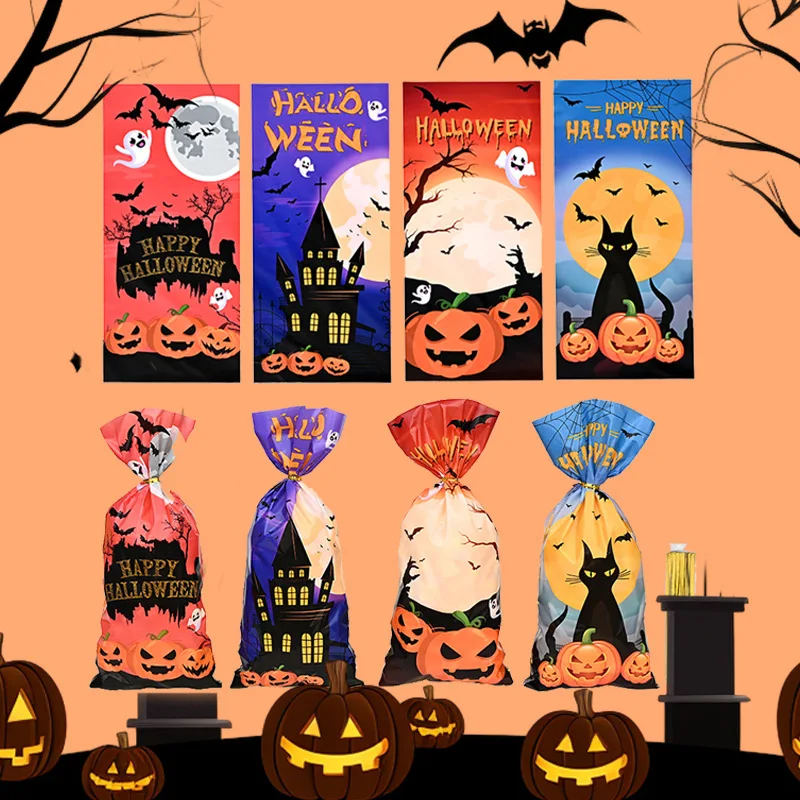 

Cross-Border Halloween Candy Packaging Bag Ghost Pumpkin CartoonOPPFlat bag2.5Silk Biscuit Gift Bag