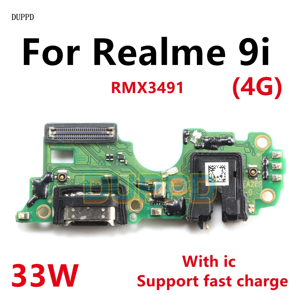 

USB Charging Port For Realme 9i 4G Charger Board Connector Charging Dock Board Microphone Flex Cable Repair Parts RMX3491