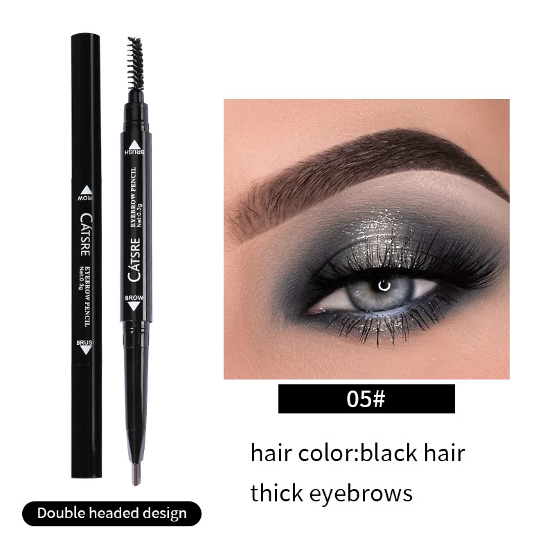 Stylo Eyeliner rotatif deux en un, Double tête, ombre à paupières, Durable, étanche, sans bavures, brosse à sourcils, Nature tridimensionnelle