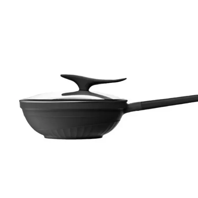 Wear Resistant Wheat Rice Stone Non Stick Flat Bottomed Wok Household Non Oil Fume Stove Universal Stir Fry Pan Cookware