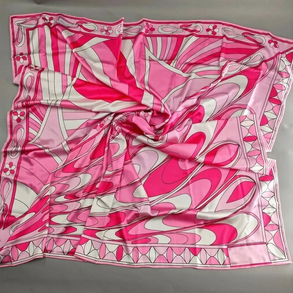 2026 NEUES Modisches Design Rosa Seidenschal mit Buchstaben-Signatur-Logo Luxusmarke Damen-Strandaccessoires
