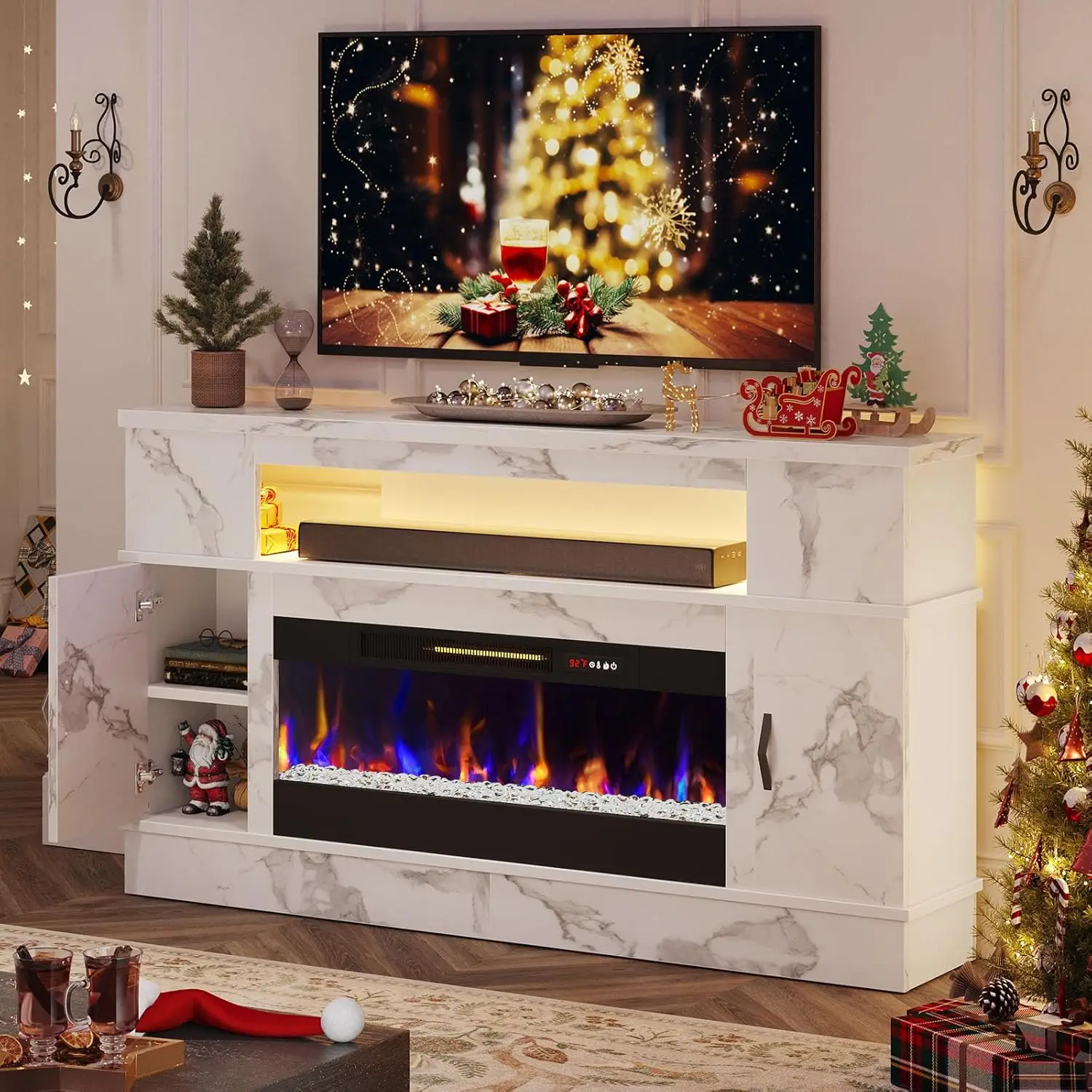 Bestier LED Fireplace TV Stand with 36