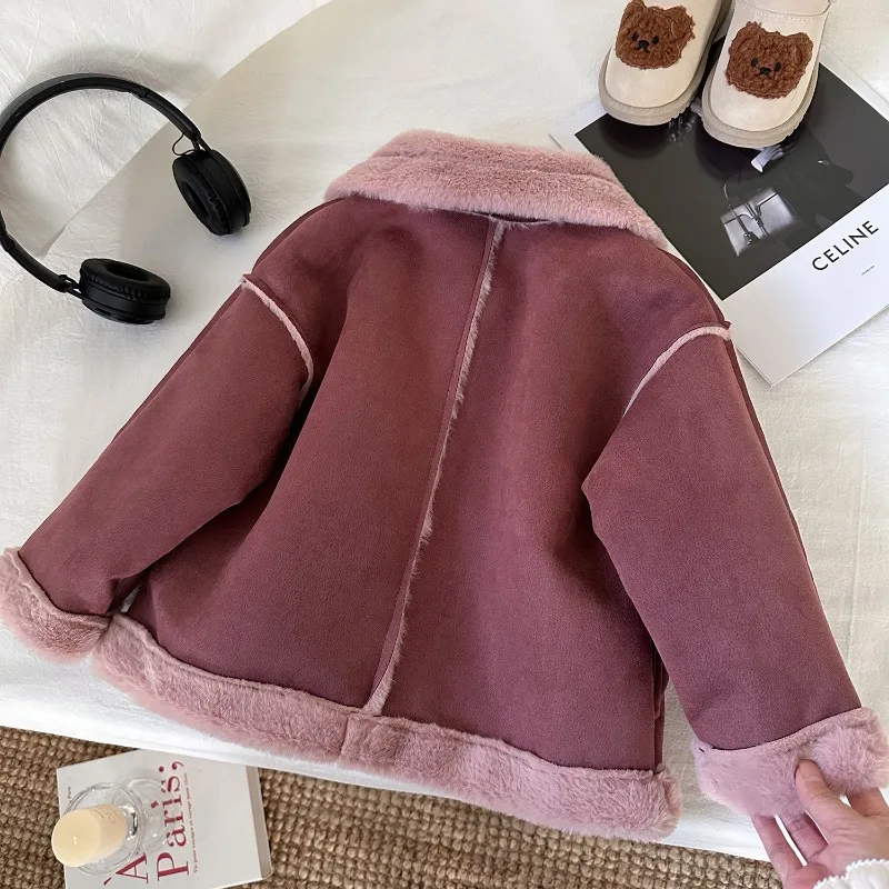 Girls Fake Fur Coats Winter Plush Thick Warm Overcoats Fashion Birthday Party Kids Baby Princess Coat Plush T-Shirt 2-8Yrs image 5