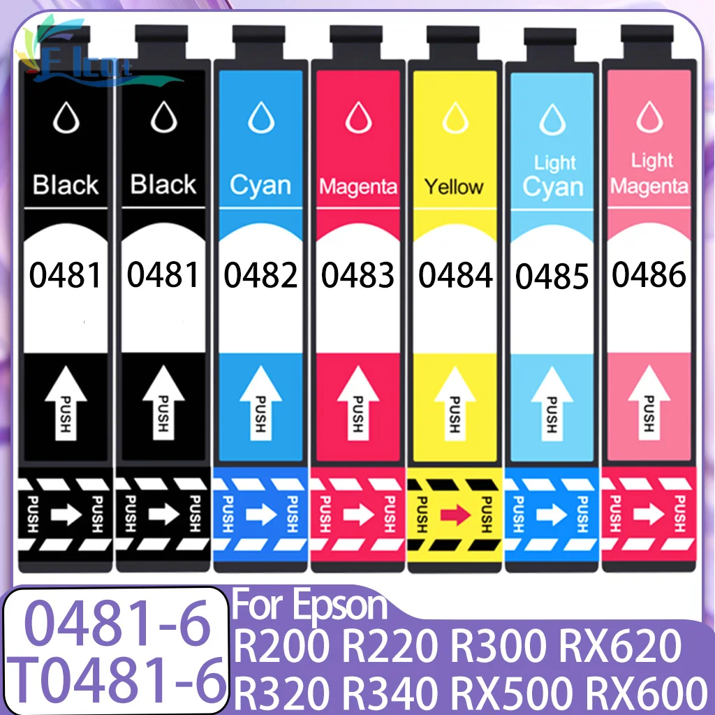 

T0481 T0482 T0483 T0484 T0486 0481 Чернильный картридж, совместимый с принтером Epson Stylus Photo R200 R220 R300 R320 R340 RX500 RX600