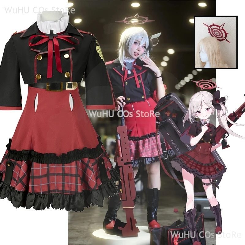 Game Blue Archive Asagi Mutsuki Cosplay Costume Red JK Uniform Skirt Coat Wig Woman Sexy Kawaii Halloween Birthday Party Suit