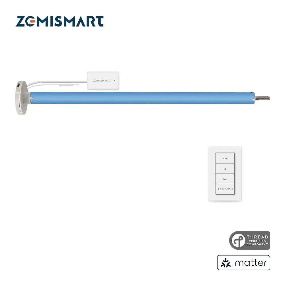 

Zemismart Matter Over Thread перезаряжаемый умный мотор жалюзи для трубки 20 28 мм Homekit Google Home Smartthings App