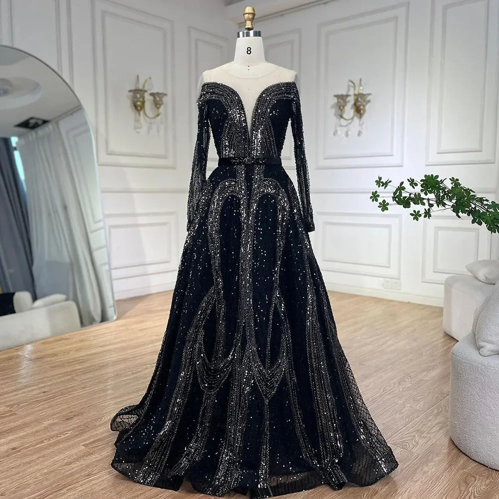 elegant black evening dresses for weddings XUIBOL main image 0