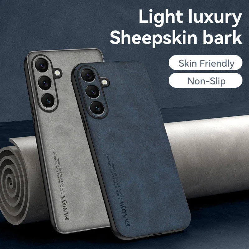 Luxury Business Sheepskin Texture Phone Case For Samsung Galaxy S26 FE S25 S24 S23 Plus Ultra Smooth-touch Shockproof Slim Cover