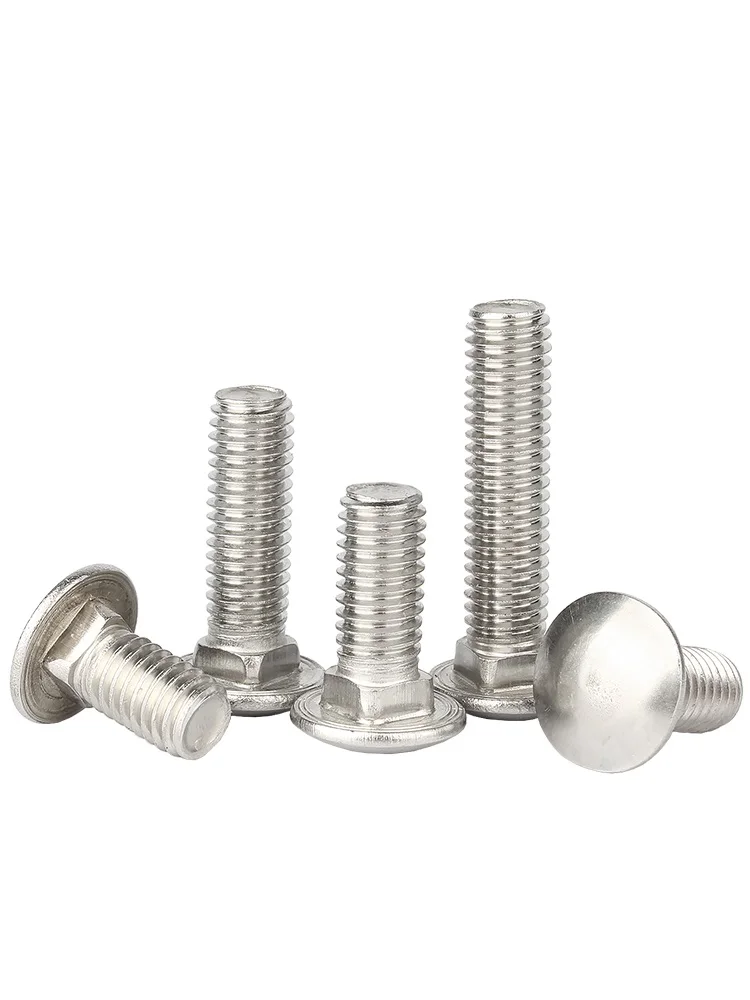 1/2/3/5/10/20pcs M4 M5 M6 M8 M10 M12 304 A2 Stainless Steel Carriage Flat Head Bolt， Semi-Circular Square Neck Square Screw