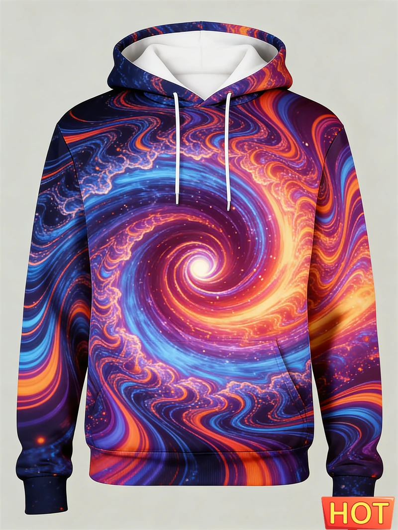 Optical Illusion 3D Vortex Graphic Print Hoodies For Men Long Sleeve Oversized Hoodie Streetwear Pullover New Men Women Hoodie