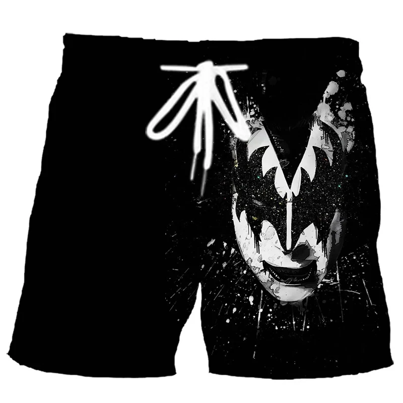 قبلة روك باند ثلاثية الأبعاد مطبوعة شورتات للبحر الرجال موضة عادية مجلس السراويل سراويل للسباحة الذكور سراويل قصيرة رجل ملابس السباحة