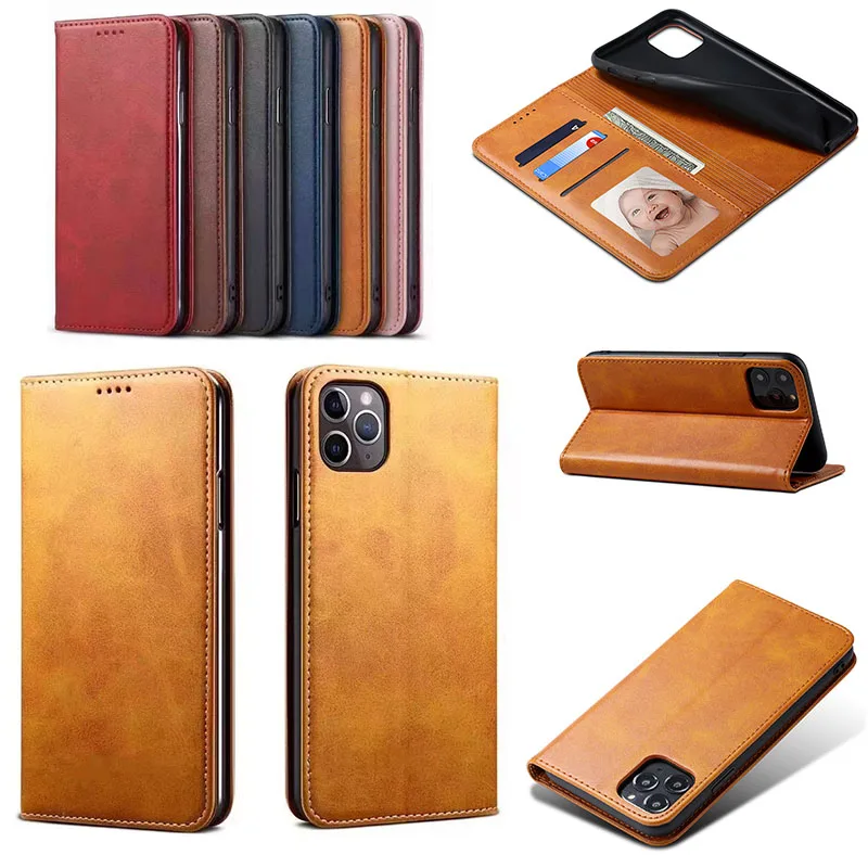 EUCAGR Luxury Leather Flip Phone Case For iPhone 15 14 13 12 11 Pro Max Plus Mini SE3 XS Max XR Wallet Cover With Card Slot