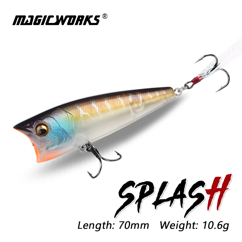 

MAGIC WORKS 70mm 10.6g Popper Fishing Lures Wobblers for Pike Bass Artificial Hard Baits Topwater Popper Floating Lure Tackle