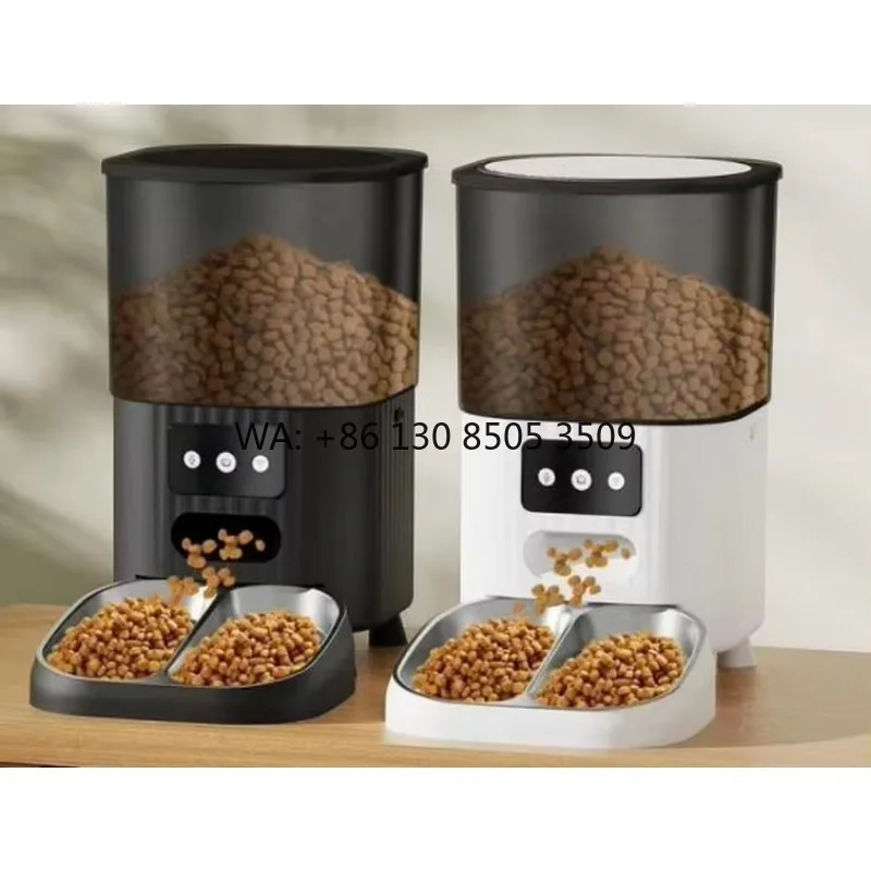 

Smart Screen Automatic Timed Pet Bowls Feeder Eco-Friendly 2 Bowls Waterproof Cats Small Animals Food WIFI Control