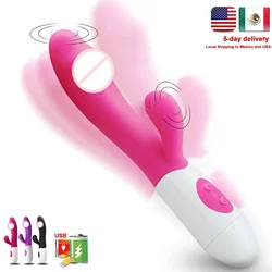 G Spot Dildo Rabbit Vibrator for Women Dual Vibration Silicone Waterproof Female Vagina Clitoris Anal Massager  Sex Toys Shop