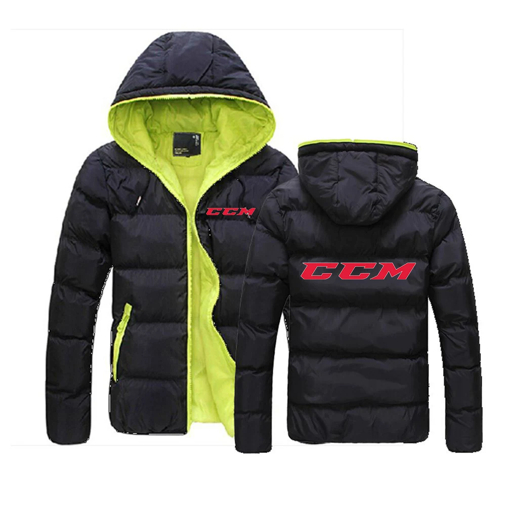 2023 Spring Autumn New Men's CCM Printed Fashion Winter Fashionable Coats Color Block Zipper Hooded Cotton Padded Warmer Jacket