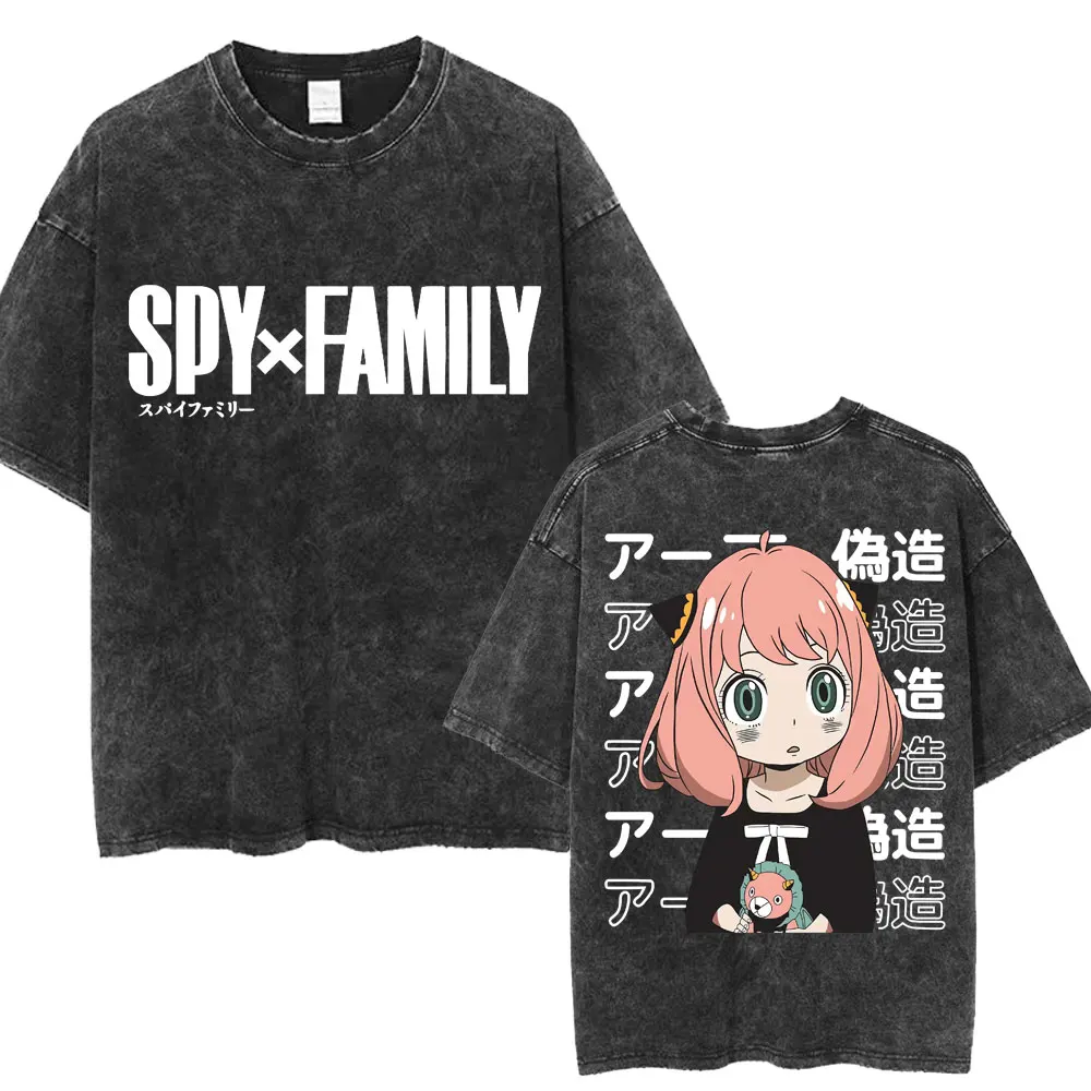 

Семейная потертая футболка Kawaii Anime Kawaii Spy X Kawaii Anya Forger, футболки с героями мультфильмов для мужчин и женщин, хлопковые футболки большого размера, уличная одежда