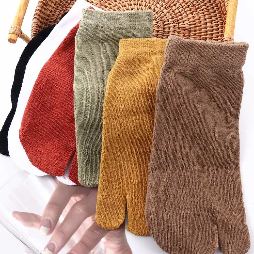 Practical Women Sandal Japanese Unisex Cotton Hosiery Two Toe Socks Split Tabi Socks Flip Flop