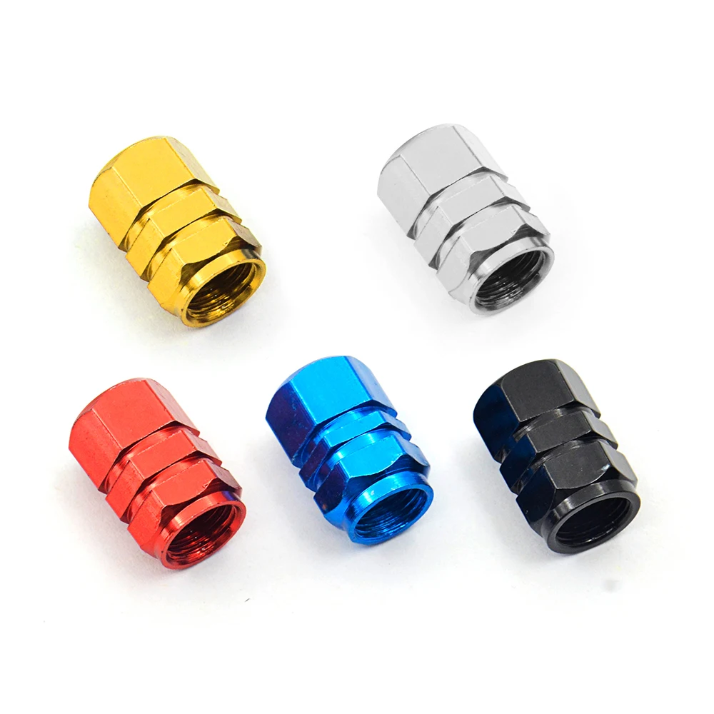 4Pcs Universal Aluminum Car Tyre Air Valve Caps Bicycle Tire Valve Cap Car Wheel Styling Round Red Black Blue Silver Gold