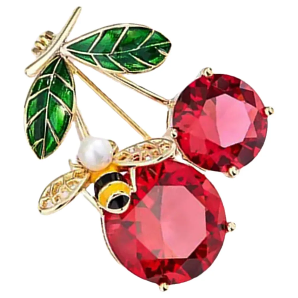 

Bee Cherry Brooch Pin Decorative Creative Women Fashion Accessory Scarf Hat Ornament Cherry Pin Aesthetic Clothing Lapel