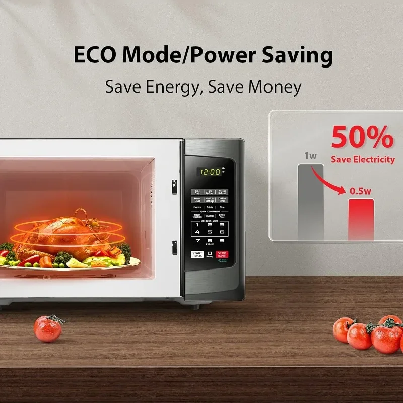 HAOYUNMA 0.9 Cu Ft 900W forno a microonde da appoggio, giradischi da 10.6 '', 6 menu, muto, modalità ECO, blocco bambino