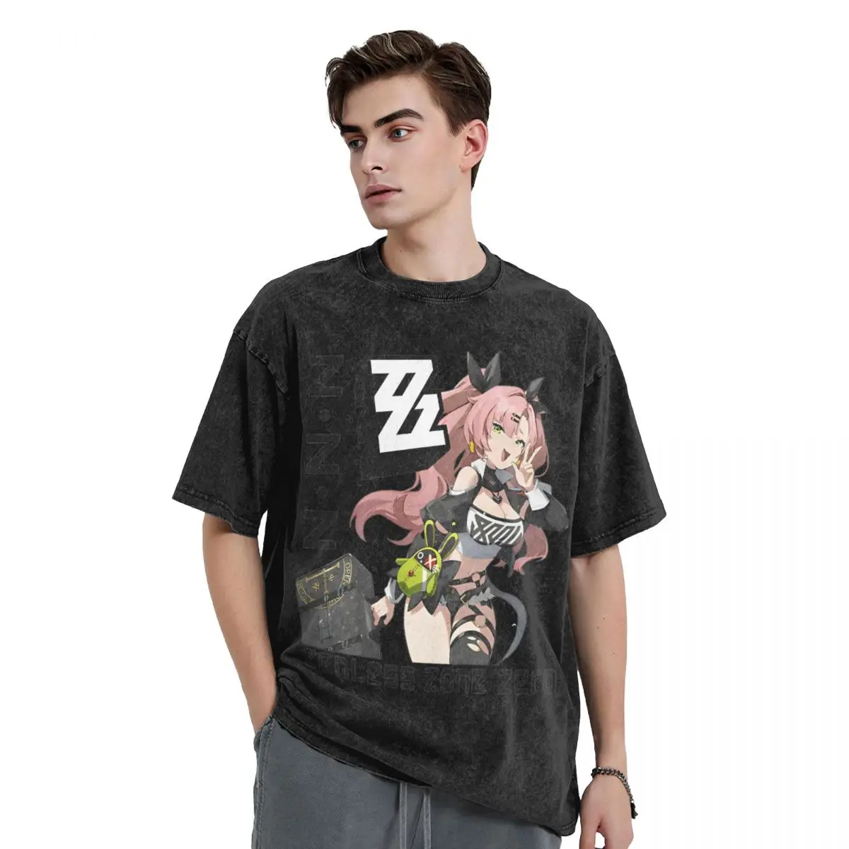 Washed T Shirts Zenless Zone Zero Nicole Demara Hip Hop Vintage T-Shirt Harajuku Game Streetwear Tops Tees for Men Women