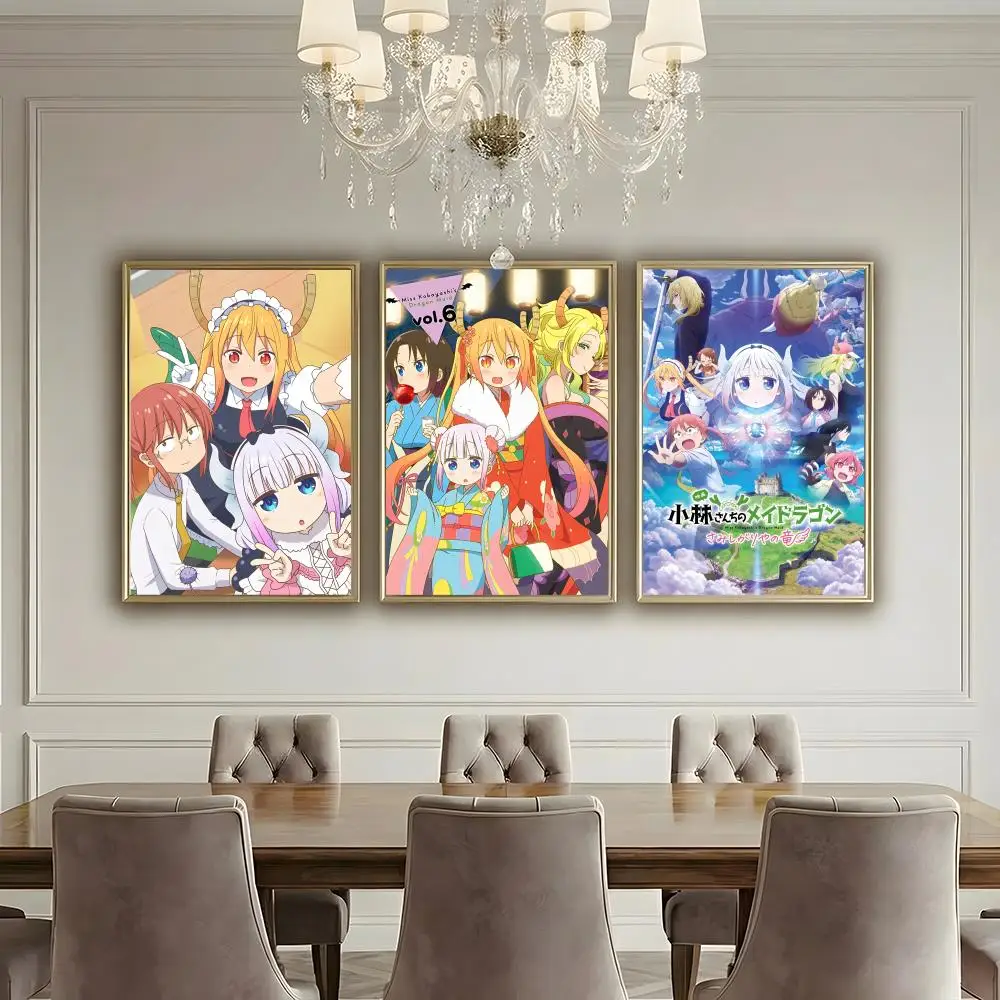 Anime Miss Dragon Kobayashi Kanna Poster HD Waterproof High-Toughness Self-Adhesive Wall Decor Universal