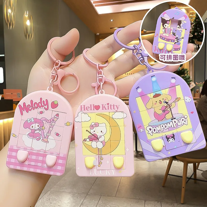 

HelloKitty Kuromi Cinnamoroll Keychain Cute Anime Keyring Stress Relief Toy for Kids Students