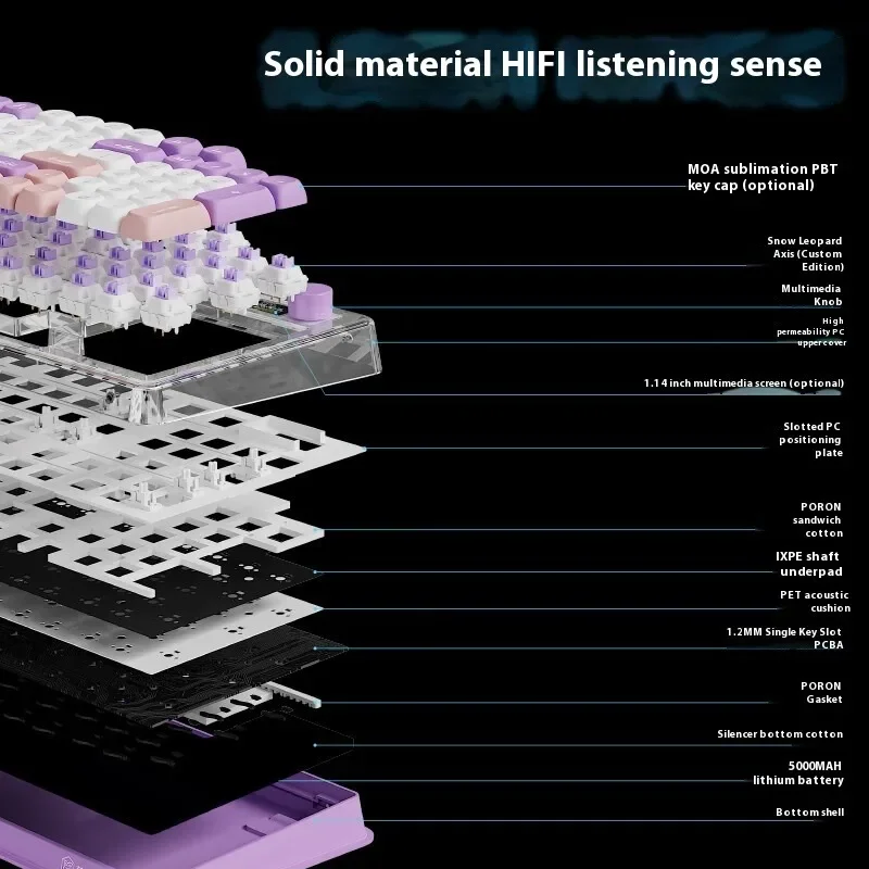 EWEADN V99 Keyboard Mekanis Nirkabel Kustom RGB Backlit Tri-Mode Hot-Swappable 25Ms Latensi Rendah untuk Pemutar FPS COD/Valorant