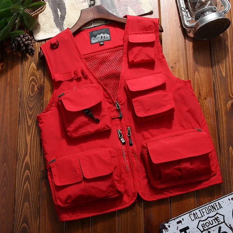 7XL Large Size Men's Multi-pocket Quick Dry Vest Adult Outdoor Travel Hiking Camping Sleeveless Fishing Photography Waistcoat