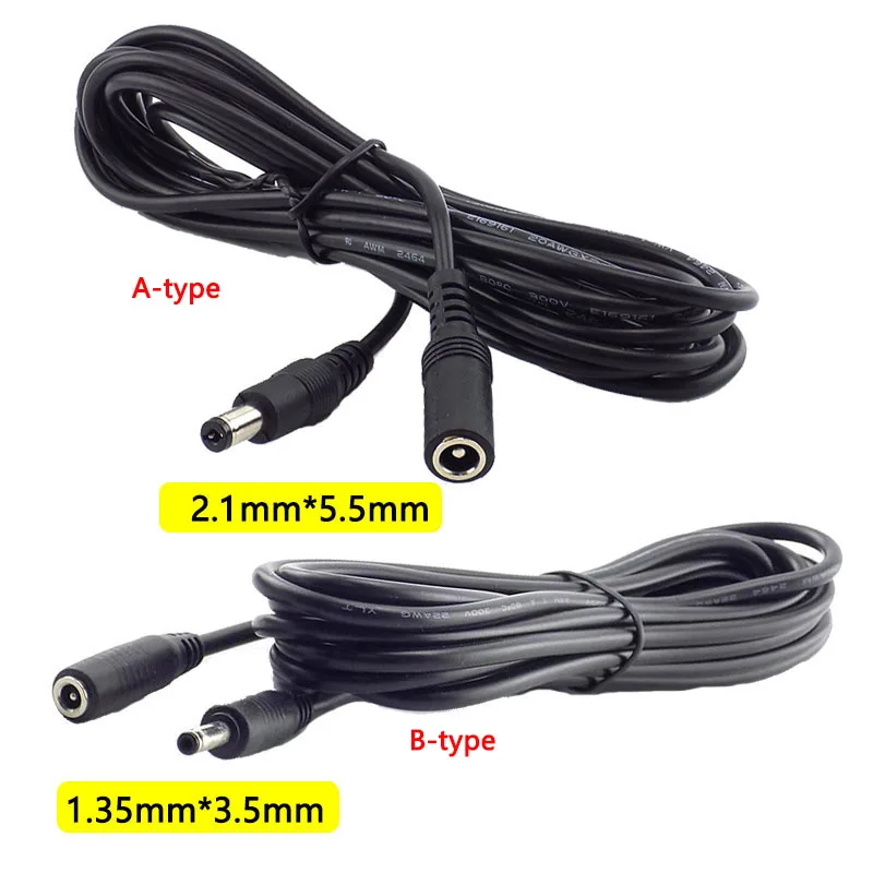 Przedłużacz żeński DC męski Kabel zasilający 5V 12V Przewód zasilający 5,5x 2,1mm 3,5x1,35mm Wtyczka Jack do kamery bezpieczeństwa CCTV Linia