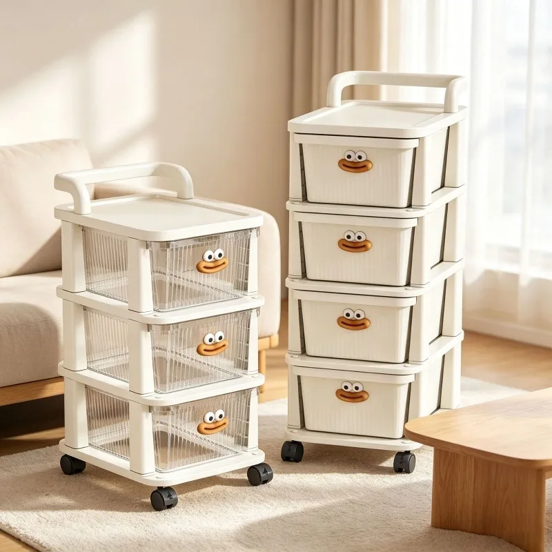 Snack Storage Cart Mobile Floor Standing Trolley Home Living Room Drawer Storage Cabinet Toy Organizer Utility Cart Handcart